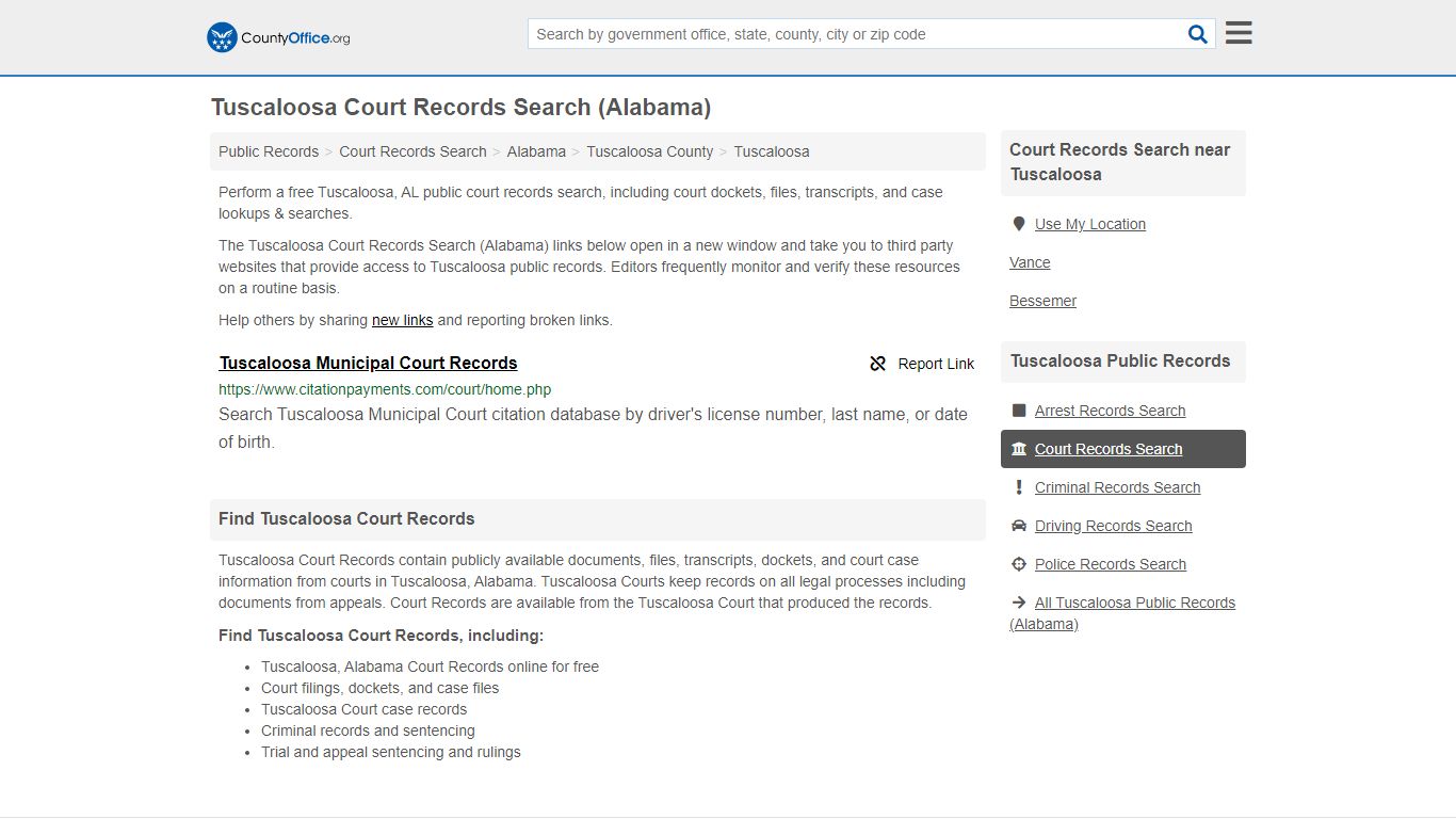 Tuscaloosa Court Records Search (Alabama) - County Office